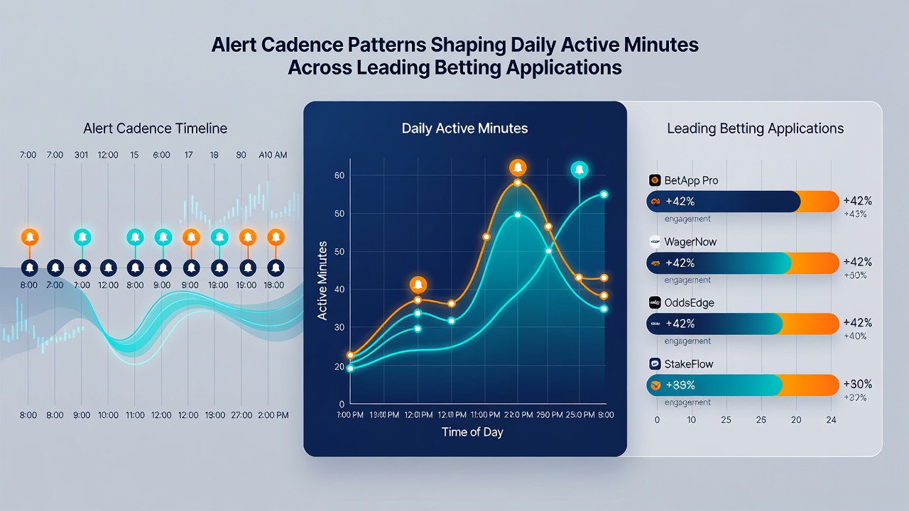 Analytics dashboard illustrating daily active minute trends linked to different notification schedules