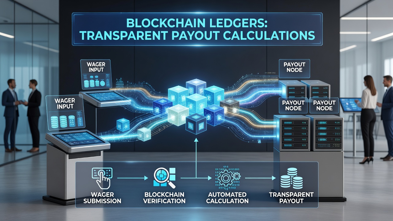 Smart contract execution diagram for automated wagering payouts on blockchain networks
