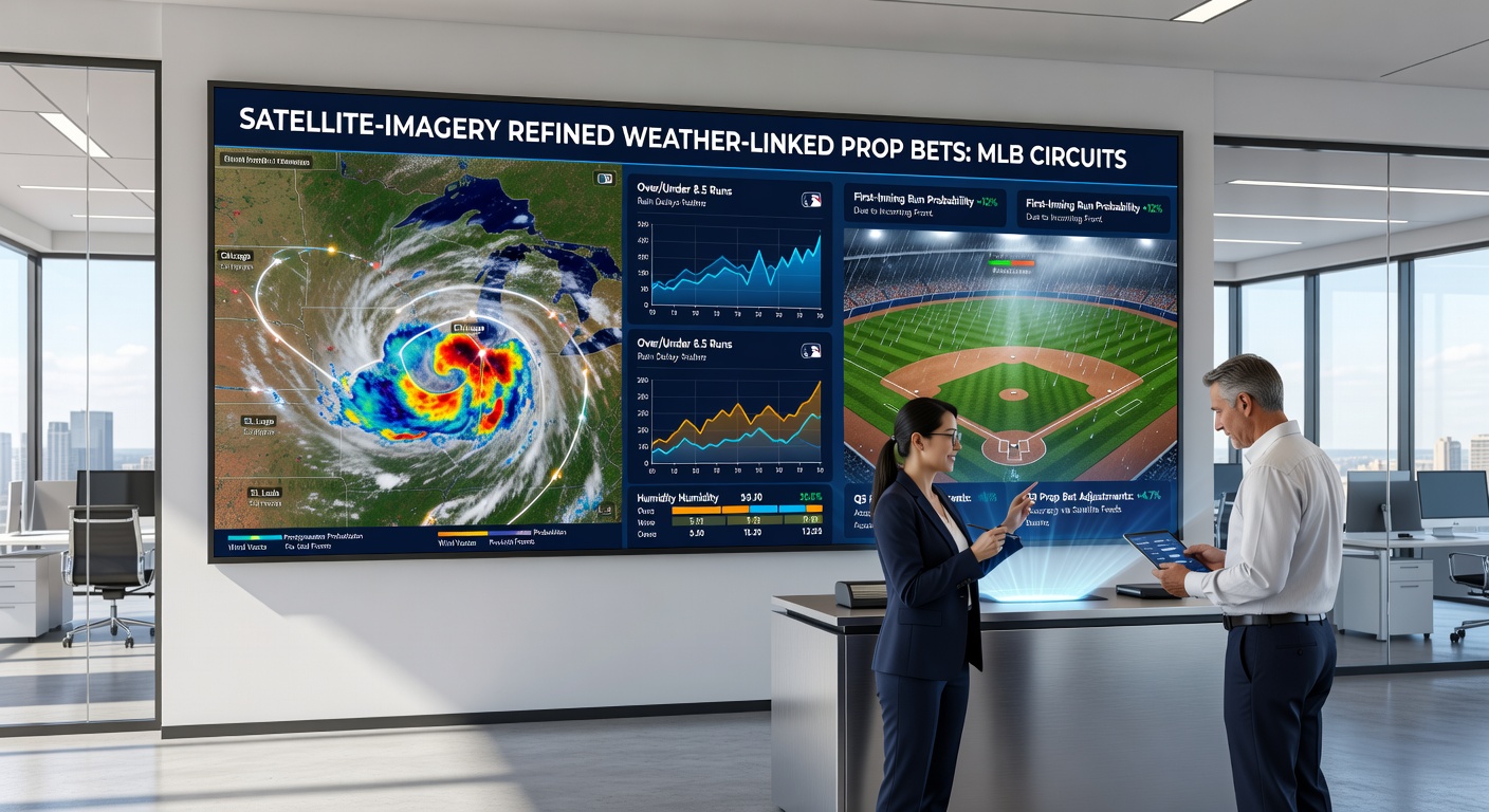 Close-up satellite imagery highlighting wind shear and moisture levels directly above a professional baseball field