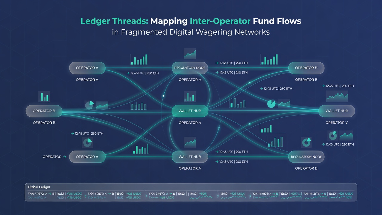 Diagram illustrating data flows and settlement pathways between separate wagering operators