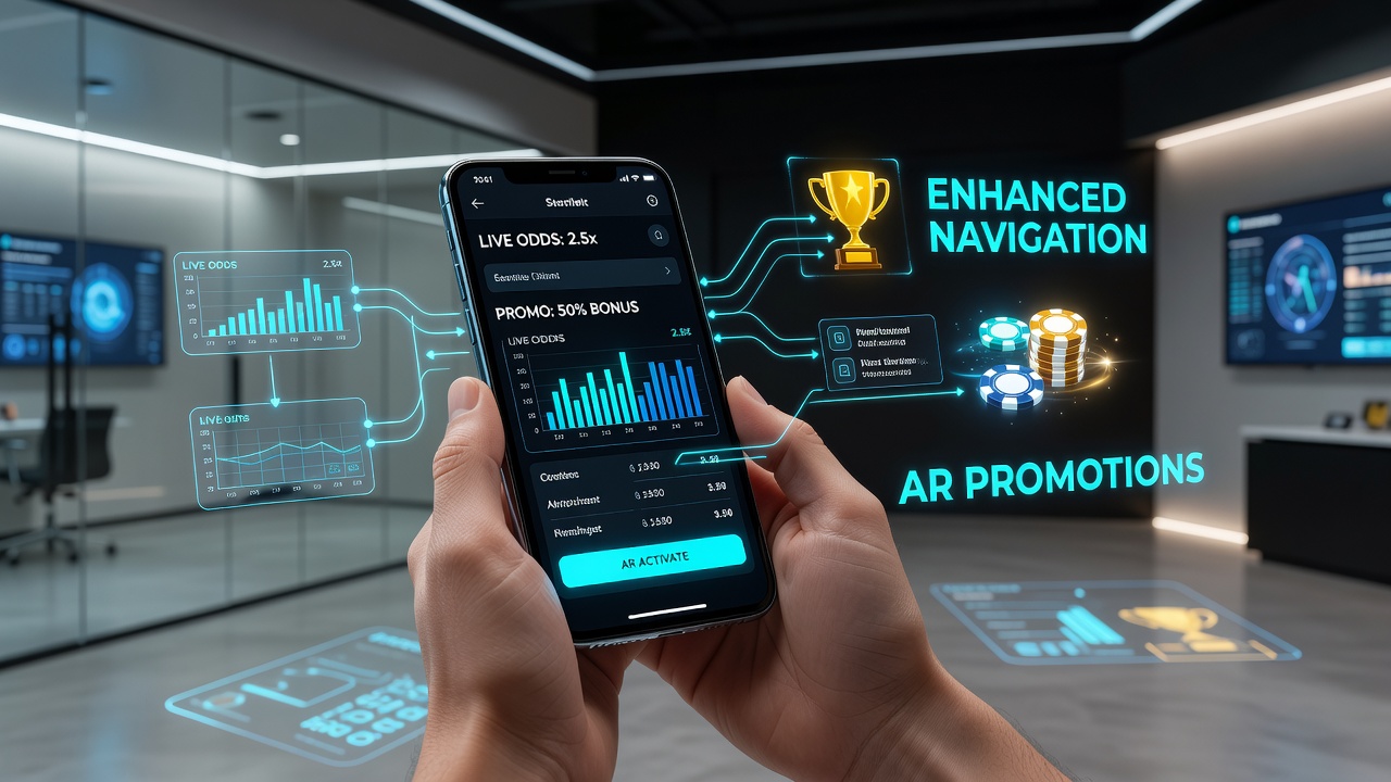 User interacting with AR promotion markers inside a betting application